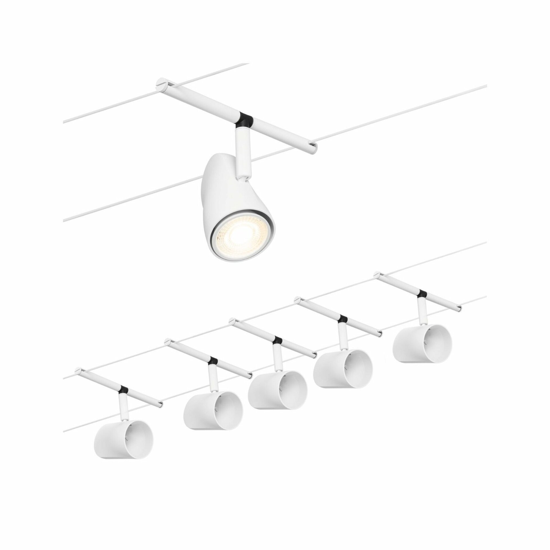 PAULMANN Lankový systém Cup základní sada GU5,3 max. 5x10W 230/12V bílá mat/chrom