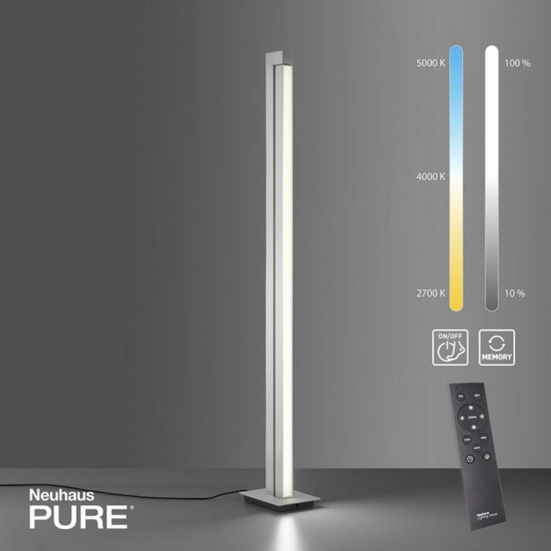 PAUL NEUHAUS PURE LINES LED stojací svítidlo, hliník, stmívatelné, otočné, vypínač 2700-5000K