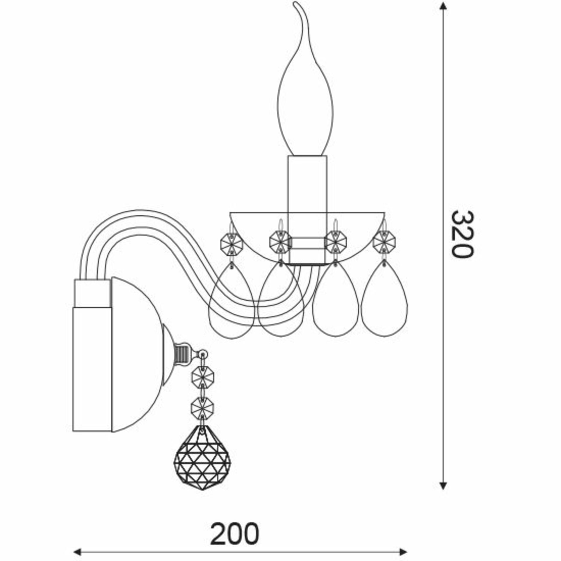 ACA Lighting Crystal nástěnné svítidlo BLK82041WSGC