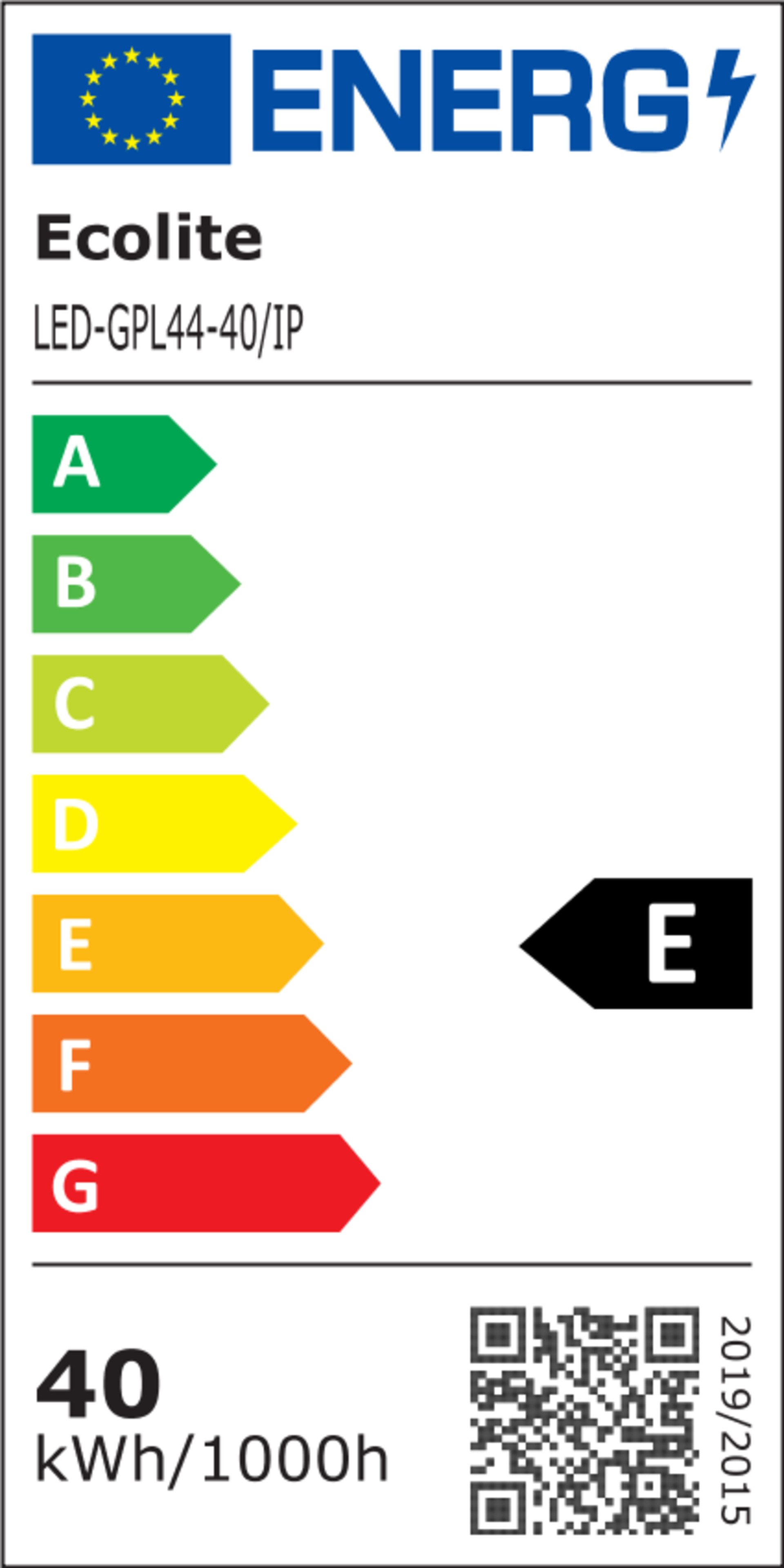 Ecolite SMD panel 40W, 59.5cm, 4000K, IP65, 4100lm, bílý LED-GPL44-40/BI/IP65