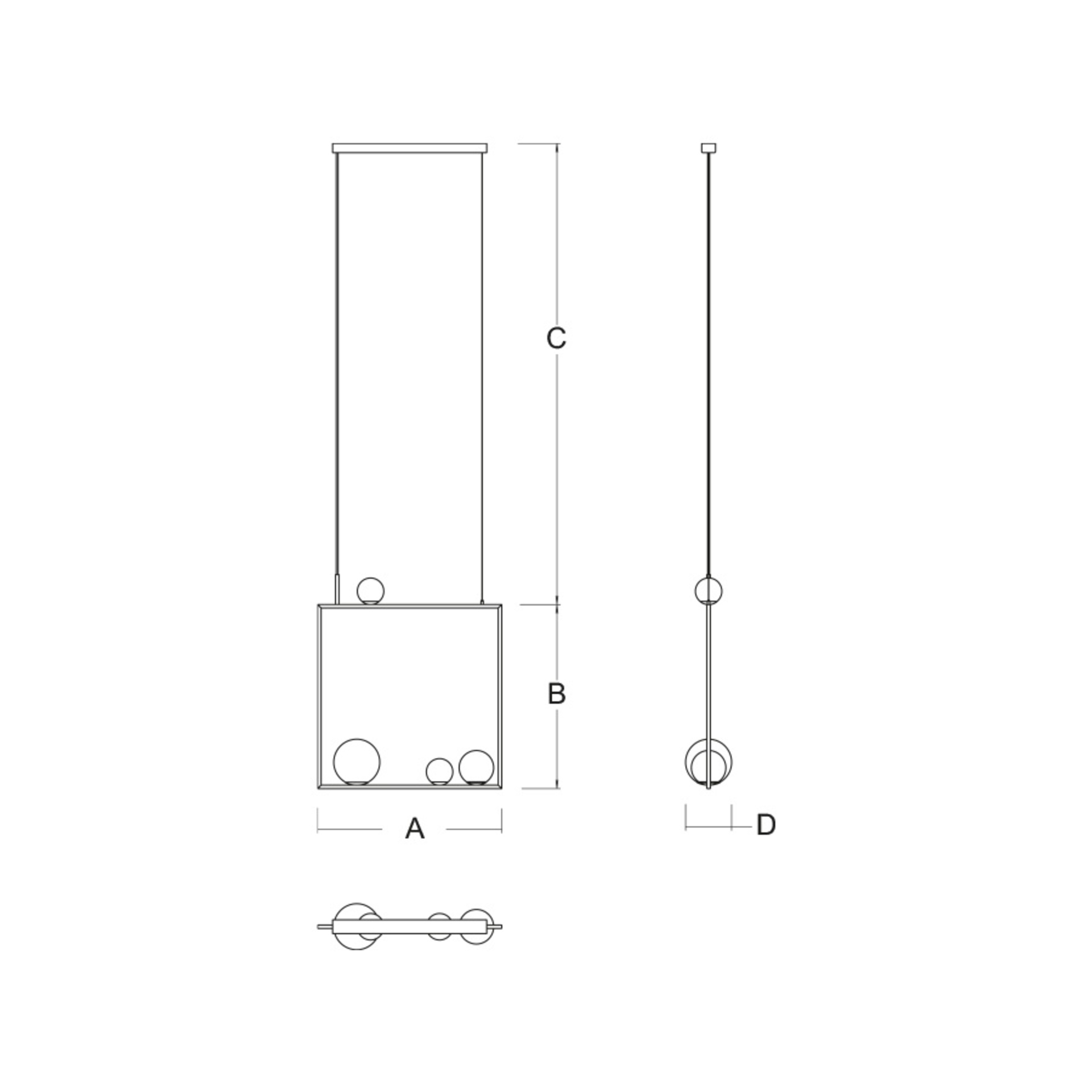 LUCIS závěsné svítidlo PALA 1x60W + 1x48W + 2x33W G9 sklo černá opál ZL2.11.P4.45