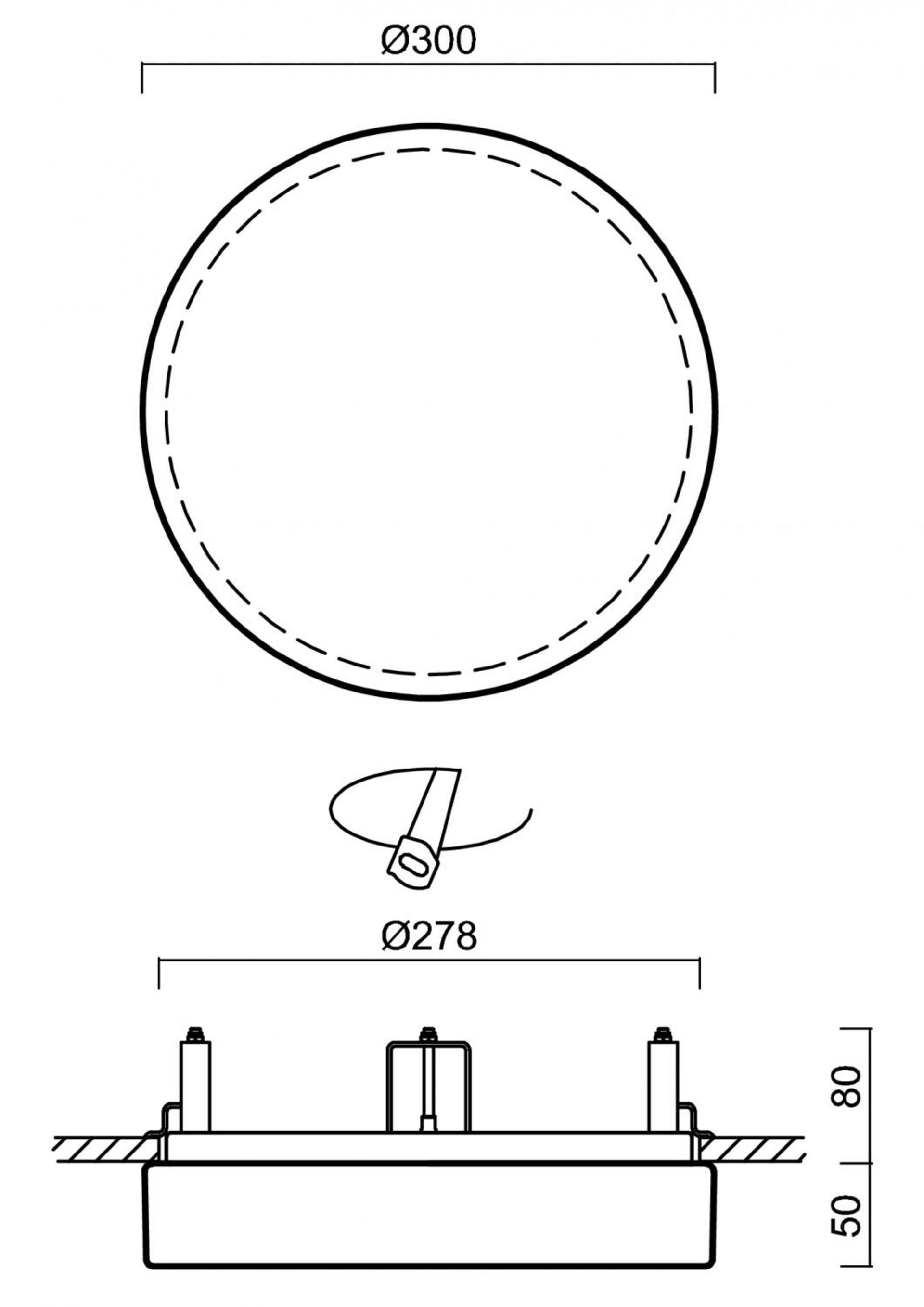 OSMONT 65587 DELIA V1 stropní/nástěnné plastové polovestavné svítidlo bílá IP44 4000 K 14W LED HF nouzové kombinované 3 h