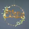 ACA Lighting Vánoční závěsná dekorace kruh MERRY CHRISTMAS 40 LED teplá bílá na baterie 2xAA IP20 40cm X13401125