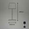 BRILONER LED nabíjecí stolní lampa 26 cm 2,6W 150lm černá IP44 BRILO 7423015