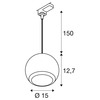 BIG WHITE (SLV) LIGHT EYE 150 3~ závěsné svítidlo, GU10, délka závěsu 150cm, 1x max. 13W, matně černá 1008176