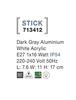 NOVA LUCE venkovní nástěnné svítidlo STICK tmavě šedý hliník bílý akryl E27 1x12W 220-240V IP54 bez žárovky 713412