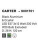 NOVA LUCE závěsné svítidlo CARTER černý hliník a křišťál E27 3x12W 230V IP20 bez žárovky 9001701