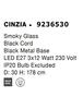 NOVA LUCE závěsné svítidlo CINZIA kouřové sklo černý kabel černá kovová základna E27 3x12W 230V IP20 bez žárovky 9236530