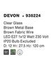 NOVA LUCE závěsné svítidlo DEVON čiré sklo hnědá kovová základna hnědý kabel E14 1x5W IP20 bez žárovky 938224