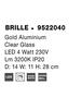 NOVA LUCE nástěnné svítidlo BRILLE zlatý hliník a sklo LED 4W 230V 3200K IP20 9522040