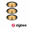 PAULMANN Smart Home Zigbee set Smart Home Zigbee 3.0 vestavné svítidlo Cole + Zigbee Coin IP44 kruhové 88mm 3x6W 230V stmívatelné 2700K černá/zlatá mat