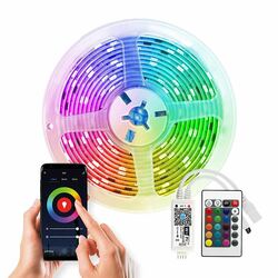 Solight wifi Smart LED světelný pás, RGB, 5m, sada s adaptérem a dálkovým ovladačem WM57