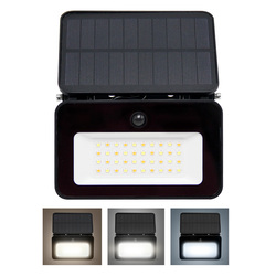Solight LED solární reflektor se senzorem, 6W, 660lm, 3CCT, Li-Ion, černá WL913
