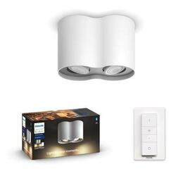 Hue White Ambiance Stropní bodové svítidlo Philips Pillar BT 8719514338463 LED GU10 2x5W 2x350lm 2200-6500K 230V, bílé s dálkovým ovladačem a Bluetooth