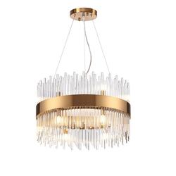 ACA Lighting závěsné svítidlo 12XG9 křišťál + mosaz kov D50XH110CM DYNASTY EG18412P50AB