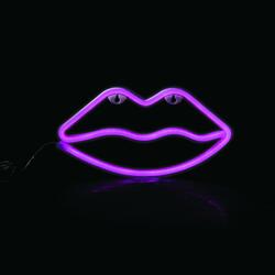 ACA Lighting neonová nástěnná dekorace LIPS, 50 LED na baterie 3xAA/USB, růžová, IP20, 15x2.3x36 F04507329