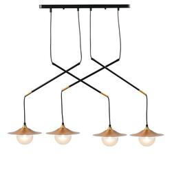 ACA Lighting závěsné svítidlo 4XG9 mosaz/černý kov + sklo 97X20XH128CM LAYLA HL4314P96BB