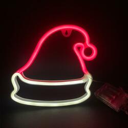 ACA Lighting Vánoční dekorace santova čepice 114 NEON LED na baterie 3xAA/USB, červená + studená bílá, IP20, 19x2x22cm X04004321