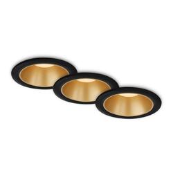 BRILONER LED vestavná svítidla sada, pr.9,5 cm, 3x LED, 4,9 W, 480 lm, černá-zlatá IP44 BRI 7041-035