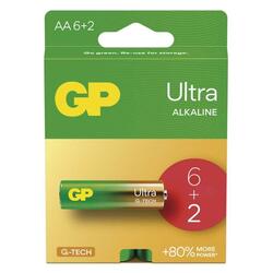 EMOS Alkalická baterie GP Ultra AA (LR6), 6+2 ks B02218