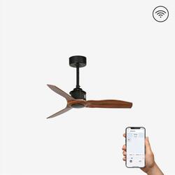 FARO JUST FAN XS, černá/dřevo, stropní ventilátor 81cm SMART