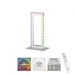 LEUCHTEN DIREKT is JUST LIGHT LED stolní lampa, stříbrná barva, šňůrový vypínač, Rainbow RGB, dálkový ovladač RGB+2700-5000K