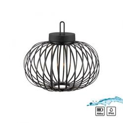 JUST LIGHT LED stolní lampa průměr 36cm černá na baterie USB IP44 stmívatelné dotykem 2700K LD 19304-18