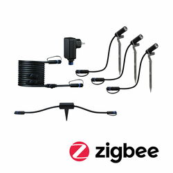 PAULMANN Plug & Shine set Smart Home Zigbee 3.0 LED bodové zahradní světlo Plantini IP65 3000K 3x2W 21VA antracit