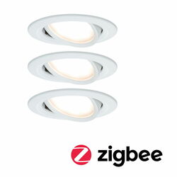 PAULMANN Smart Home Zigbee set Smart Home Zigbee 3.0 vestavné svítidlo Nova Coin + Zigbee Cephei výklopné kruhové 84mm 50° Coin 3x6W 230V 2700K bílá mat