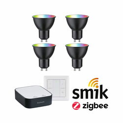 PAULMANN Startovací sada Zigbee 3.0 Smart Home smik Gateway + LED reflektor GU10 RGBW + vypínač