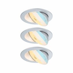 PAULMANN LED vestavné svítidlo White Select Aumus 3ks sada kruhové 105mm 90° 3x5W 230V stmívatelné 2700 - 6500K matný chrom