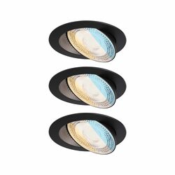 PAULMANN LED vestavné svítidlo White Select Aumus 3ks sada kruhové 105mm 90° 3x5W 230V stmívatelné 2700 - 6500K černá