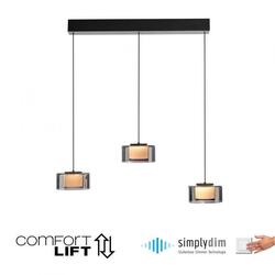 PAUL NEUHAUS Závěsné svítidlo LED RIKA 3 ramenné černá nastavitelná výška Comfort Lift SimplyDim 3000K PN 2113-18