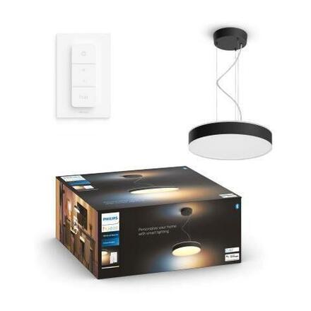 Hue Bluetooth LED White Ambiance Závěsné svítidlo Philips Enrave 41162/30/P6 33,5W 4300lm 2200-6500K IP20 černé, stmívatelné s dálkovým ovladačem