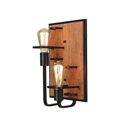 ACA Lighting nástěnné svítidlo 2XE27 dřevo+černý kov 25X16XH36CM TESLA EG842W36B