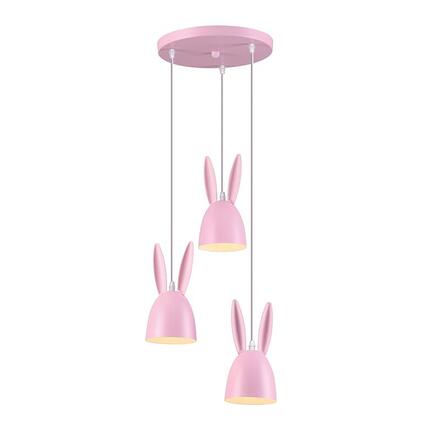 ACA Lighting dětské závěsné svítidlo 3XE27 růžové META D35XH100CM BUNNY ZM73P35P