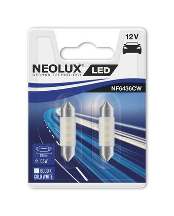 NEOLUX LED 12V 0,5W SV8,5-8 36mm 6000K Cold White blistr 2ks NF6436CW-02B