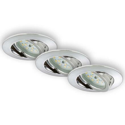 BRILONER 3ks sada LED vestavné svítidlo, pr. 8,2 cm, 5 W, chrom BRI 7209-038