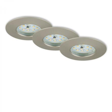 BRILONER 3ks sada LED vestavné svítidlo, pr. 7,5 cm, 5,5 W, matný nikl IP44 BRI 7231-032