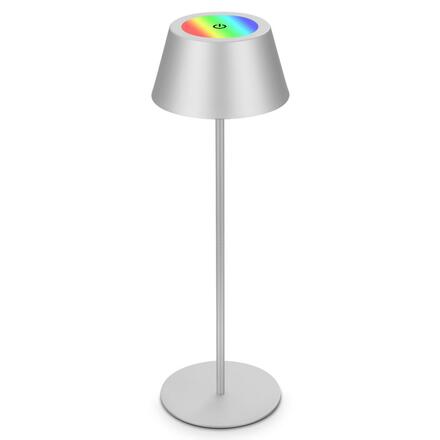 BRILONER LED RGB nabíjecí stolní lampa 38 cm 2W 200lm chrom IP44 BRILO 7466018