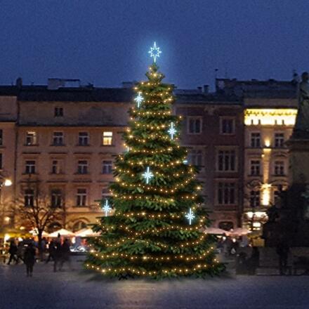 LED světelná sada na stromy vysoké 6-8m, teplá bílá s ledově bílými dekory EFD15S2