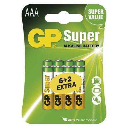 EMOS Alkalická baterie GP Super AAA (LR03), 6+2 ks B13118