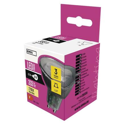 EMOS LED žárovka Classic MR16 / GU10 / 4,2 W (36 W) / 333 lm / teplá bílá ZQ8333A