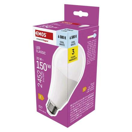 EMOS LED žárovka Classic A80 / E27 / 20 W (150 W) / 2452 lm / studená bílá ZQ5E84