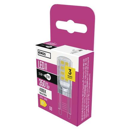 EMOS LED žárovka Classic JC / G9 / 2,5 W (32 W) / 350 lm / neutrální bílá ZQ9536