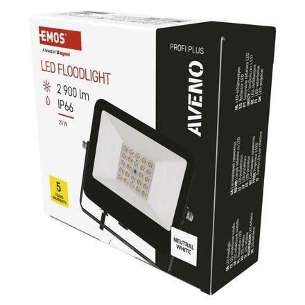 EMOS LED reflektor AVENO 20W, černý, neutrální bílá ZS2413