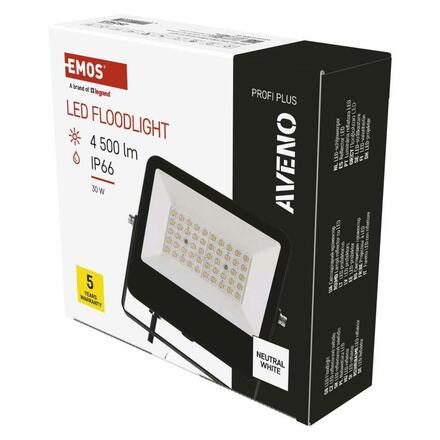 EMOS LED reflektor AVENO 30W, černý, neutrální bílá ZS2423