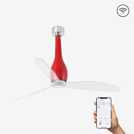 FARO ETERFAN M, červená/transparentní, stropní ventilátor s DC motorem SMART