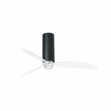 FARO TUBE FAN M LED, černá/transparentní, stropní LED ventilátor s DC motorem