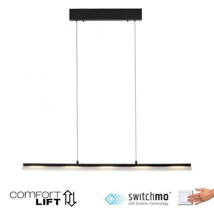 JUST LIGHT LED závěsné svítidlo černé Comfor Lift nastavitelná výška krokově stmívatelné 3000K LD 12288-18